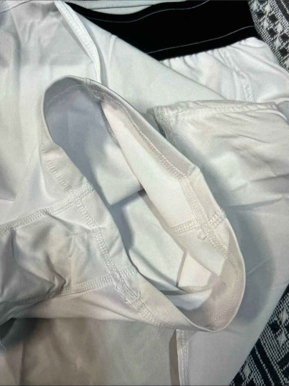 ALO Yoga White Mini Skirt with Black Waistband